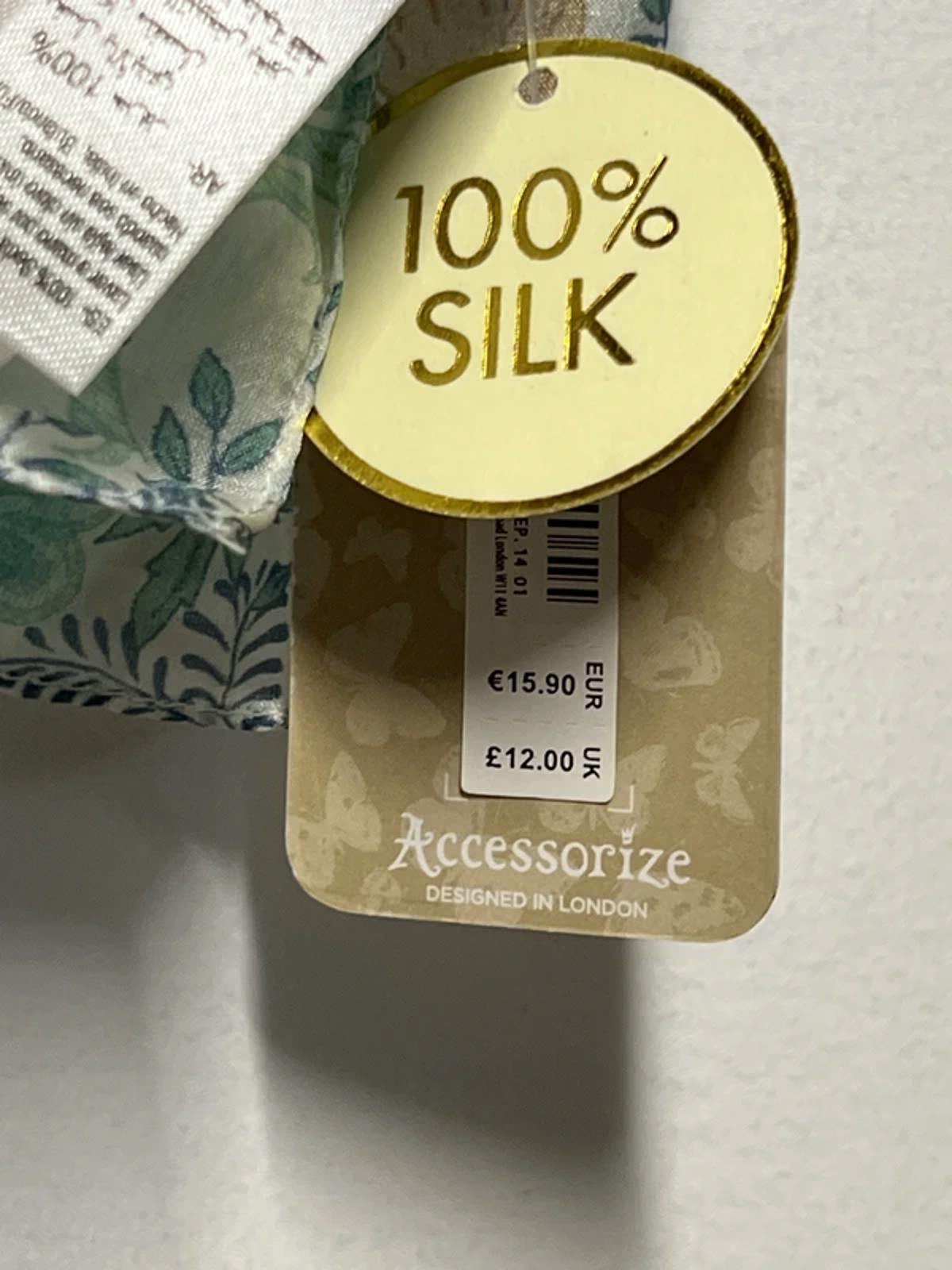 Accessorize | Silk Scarf | Blue Pattern