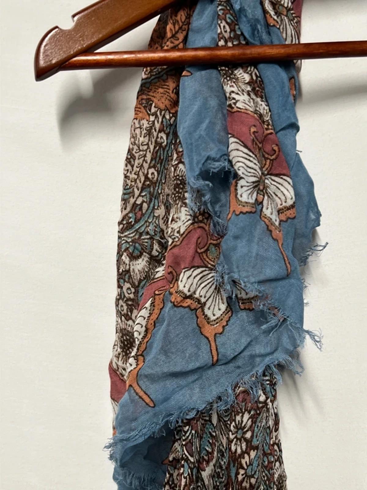 Vintage Style Ladies Scarf | Blue and Pink Butterfly