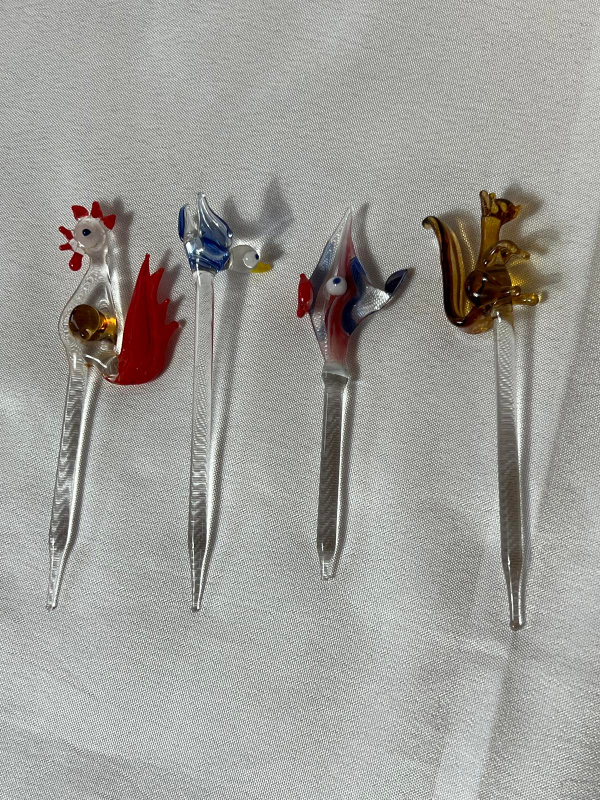 Vintage Murano-Style glass cocktail swizzle sticks