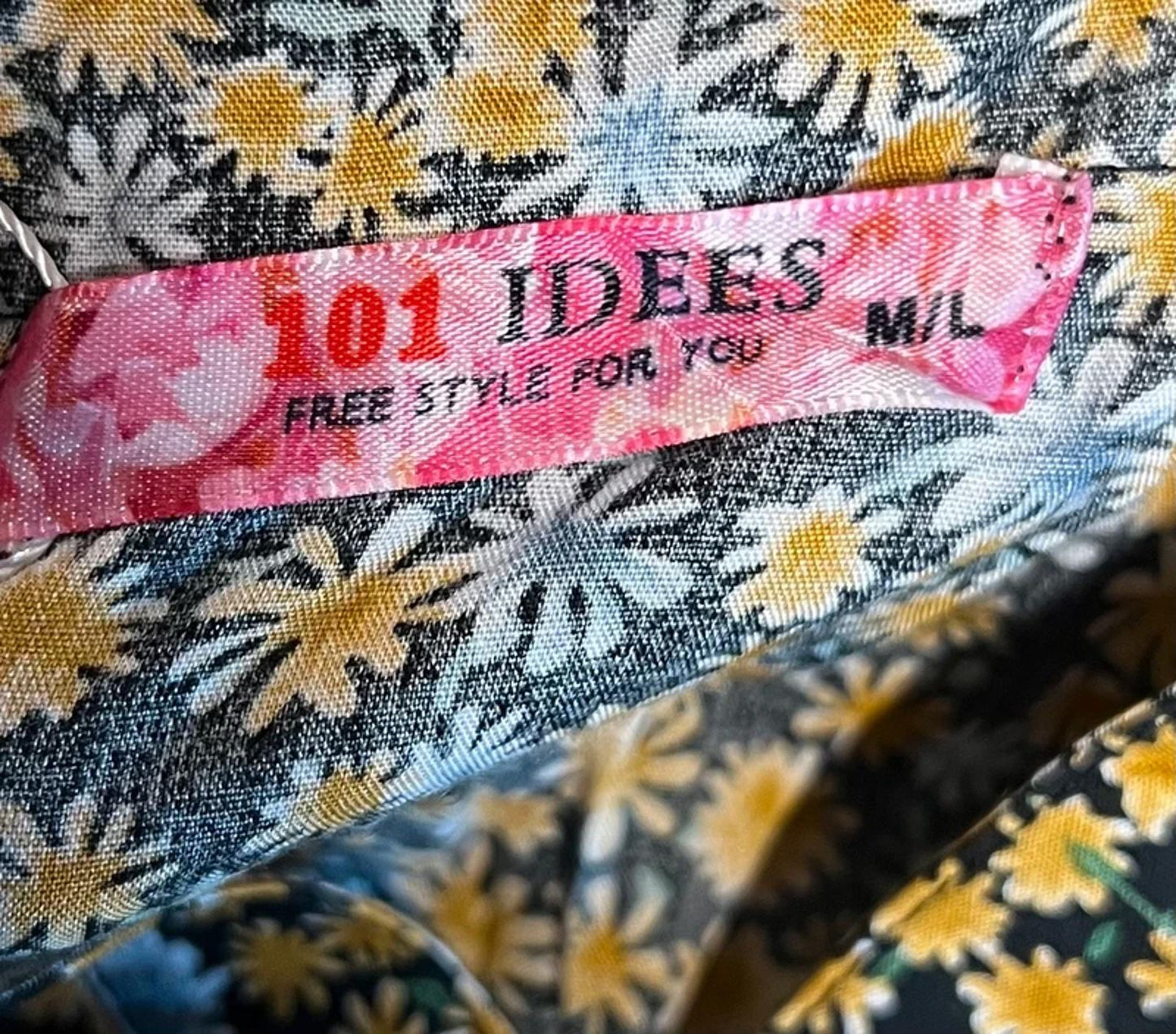 101 Idees | M/L | Ladies Summer 3/4 Blouse | Yellow Flowers
