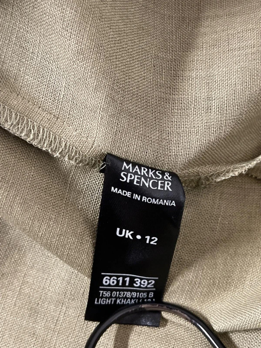M&S | 12 | Khaki Vest Shirt | Irish Linen | Brand New