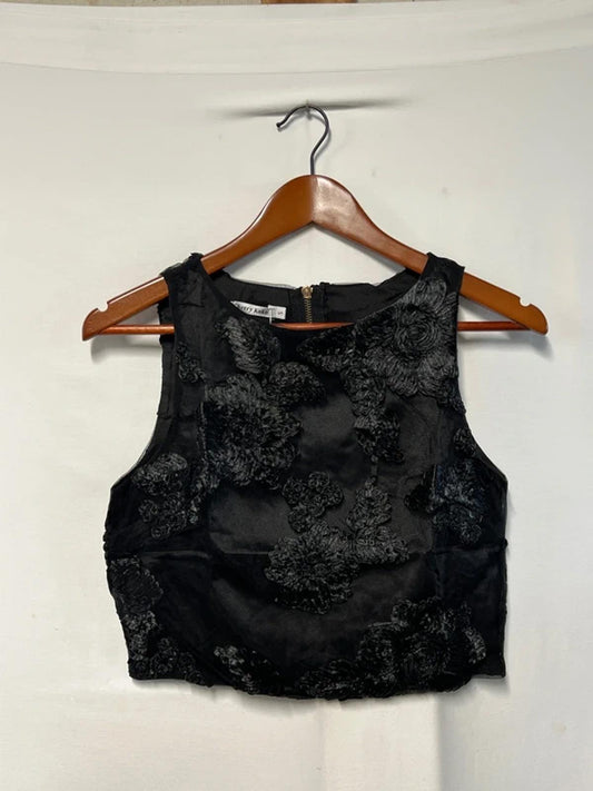 Cherry Koko | S | Black Crop Zip Top |