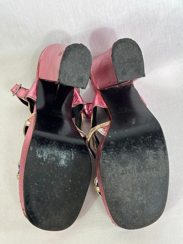 Vintage high heel | Size 2.5 (35) | Y2K Multicoloured Leather