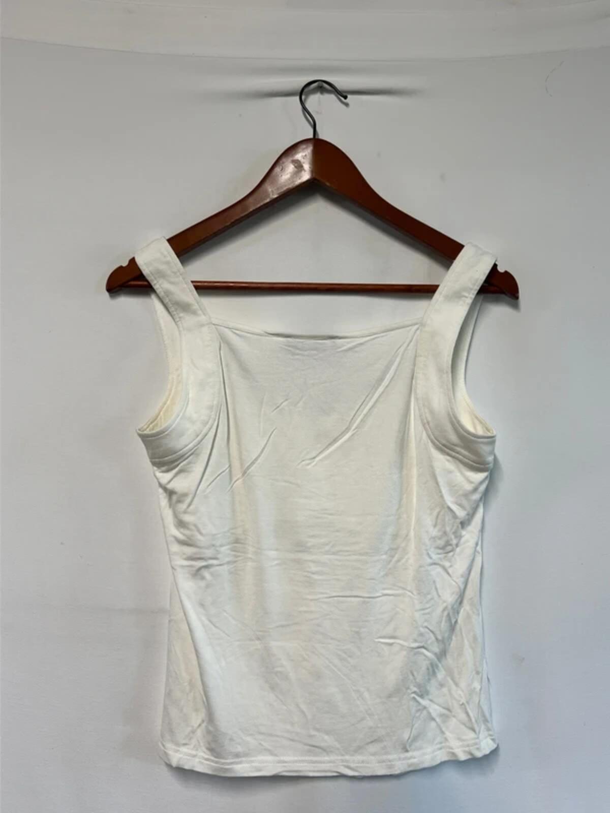 Femme | 12 | Layered-style cream/white vest top | Viscose/Elastane