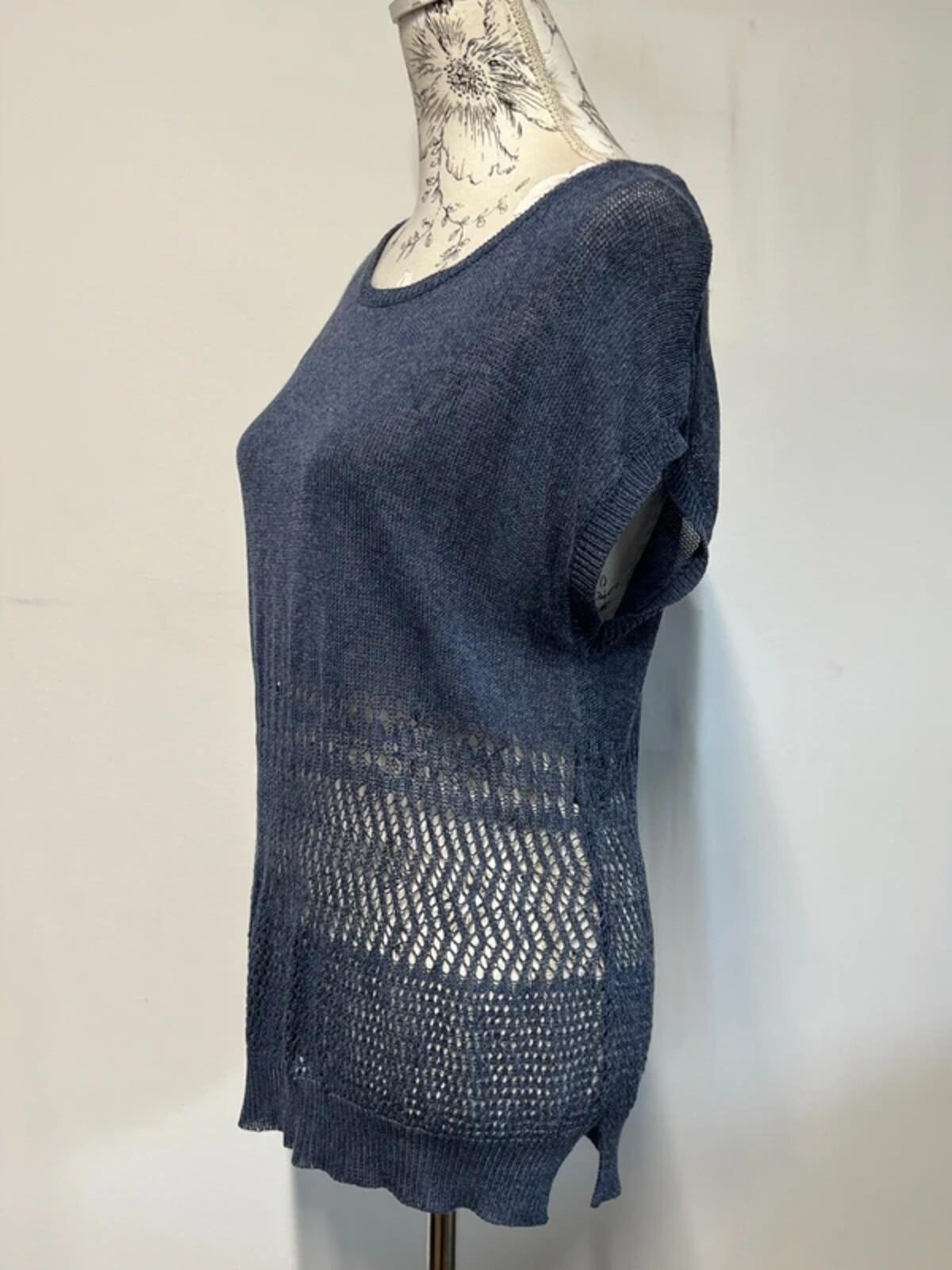 M&S Women | 12 | Navy cropped jumper top | Cotton blend