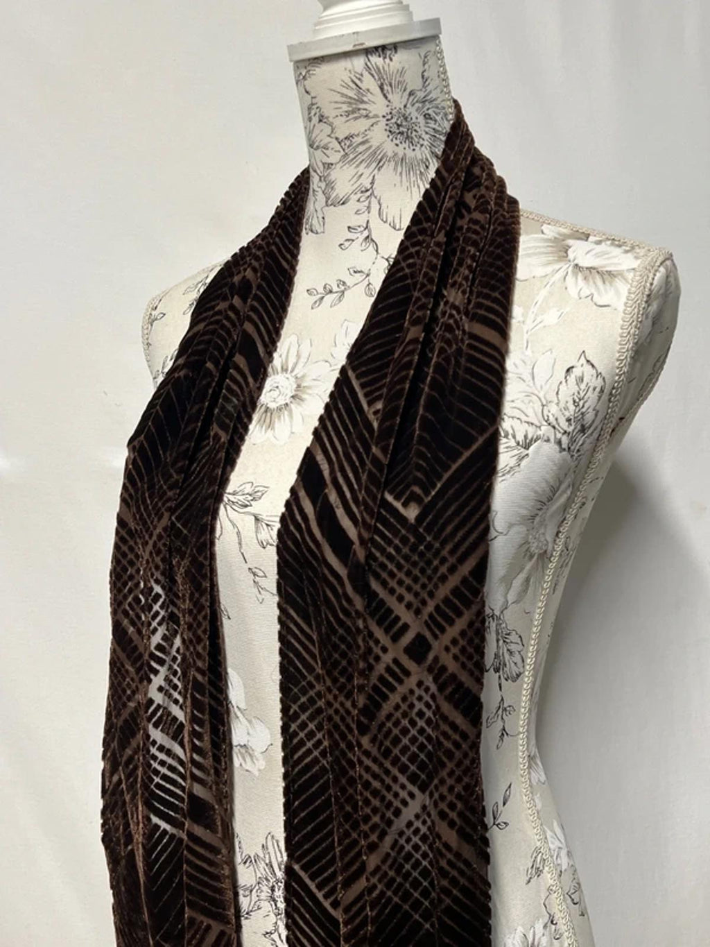 Vintage Chocolate Brown Ladies Scarf | Velvet-Like