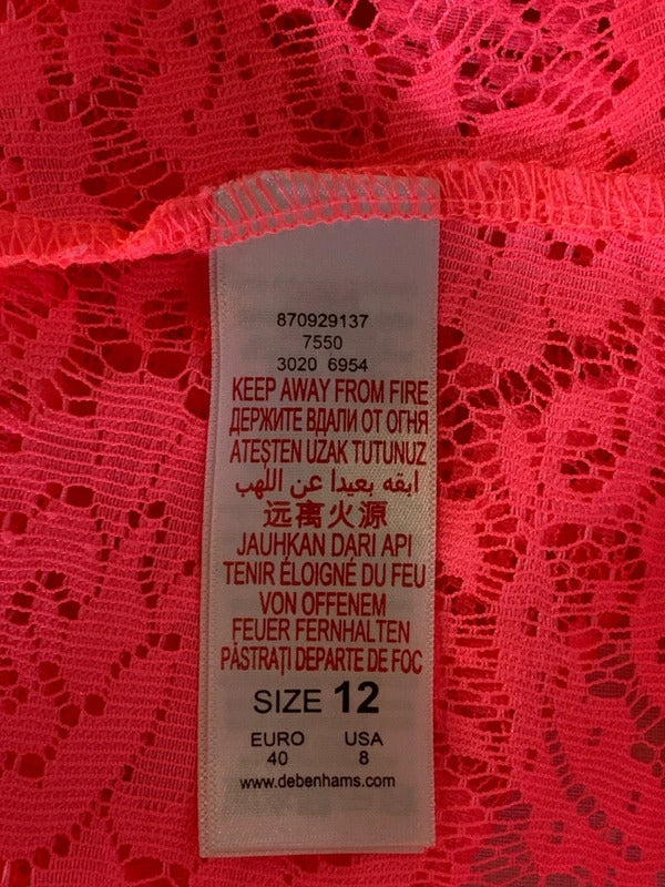 Red Herring | Size 12 |  Y2K Neon Pink Lace Vest Top