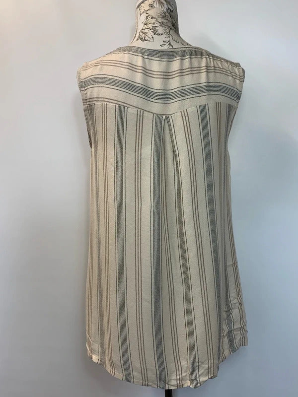 DS Collection | Size 14 | Brown and cream striped vest top  | 100% Viscose