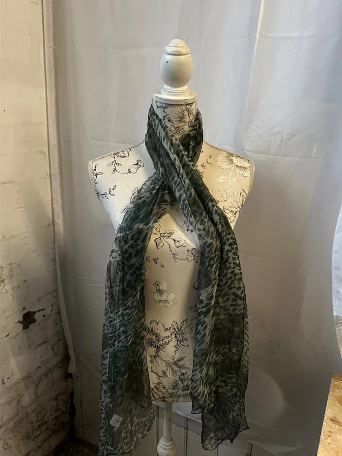 Country Casuals | Green Silk Scarf | New