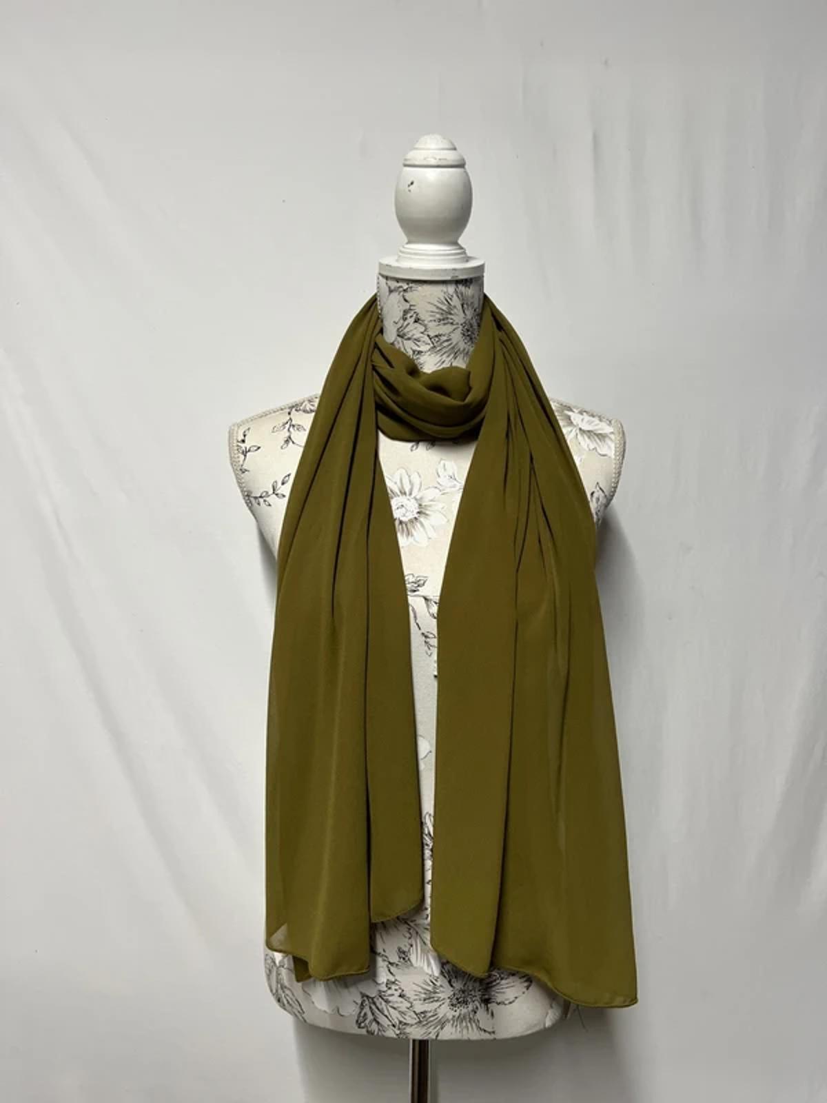 Khaki Chiffon Scarf | New No Tags