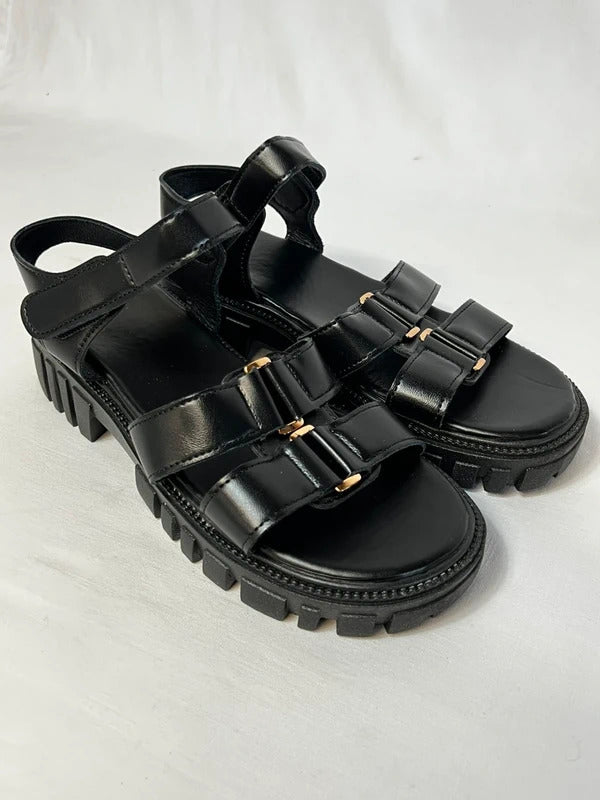 Y2K Black chunky sandals/slide ons | Size 4 / 38 EU|