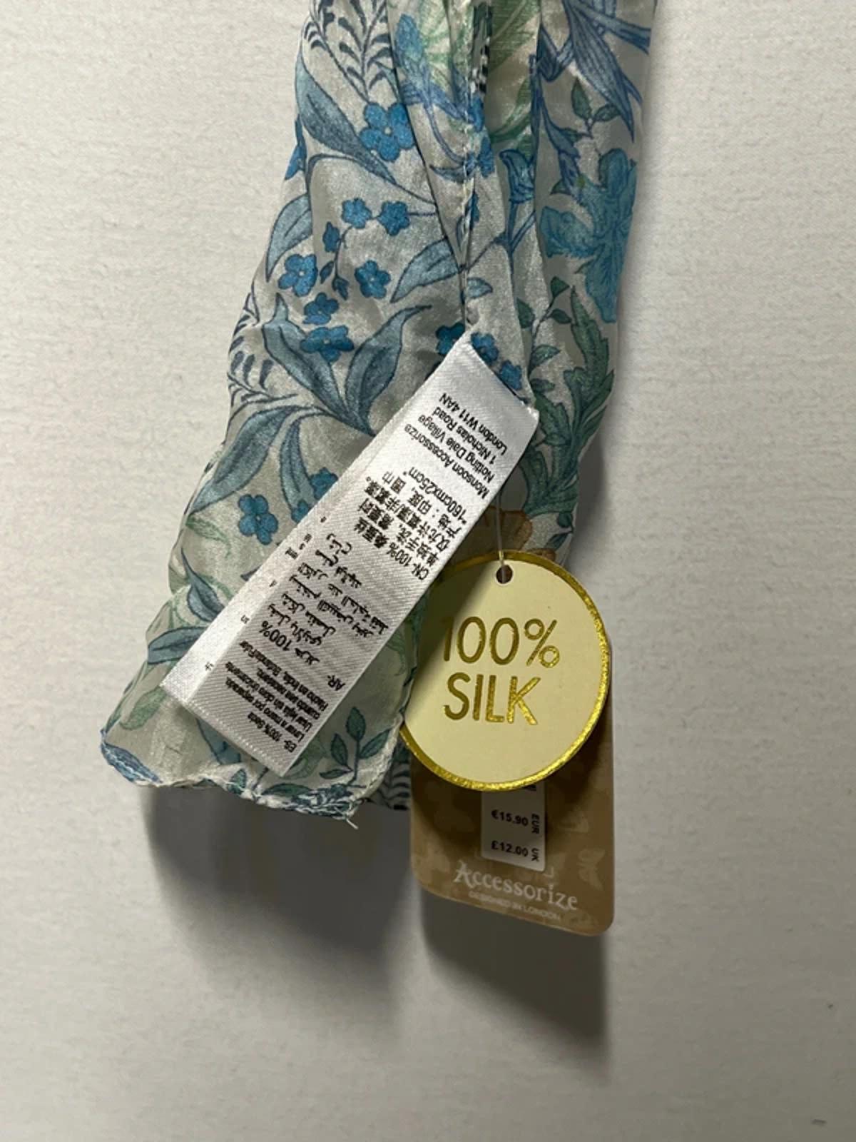 Accessorize | Silk Scarf | Blue Pattern