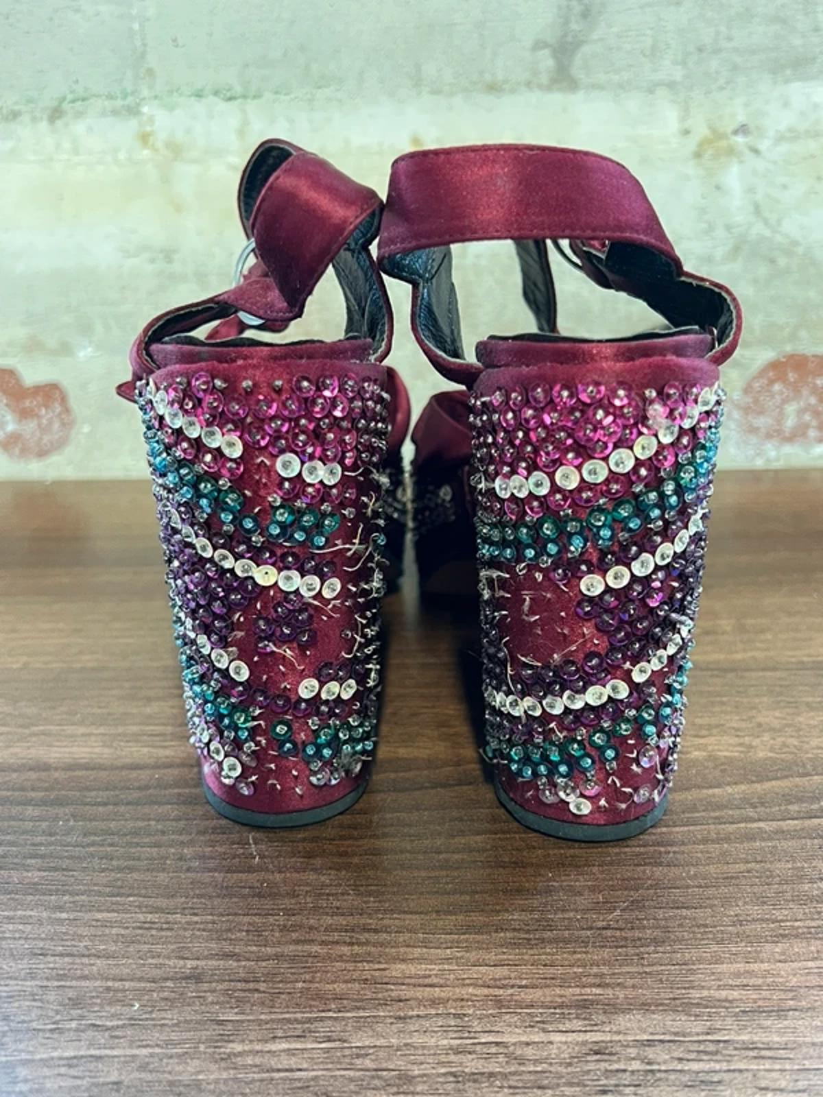 Vintage Casadei | 2 | Platform heels | Maroon Sequins