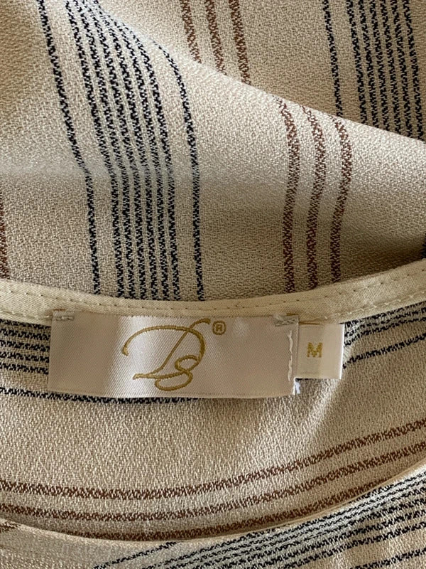 DS Collection | Size 14 | Brown and cream striped vest top  | 100% Viscose