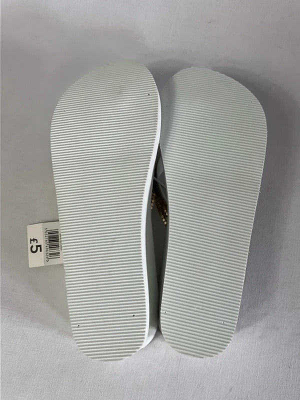 George | Size 6.5 | Y2K White metallic Foam Flip Flops