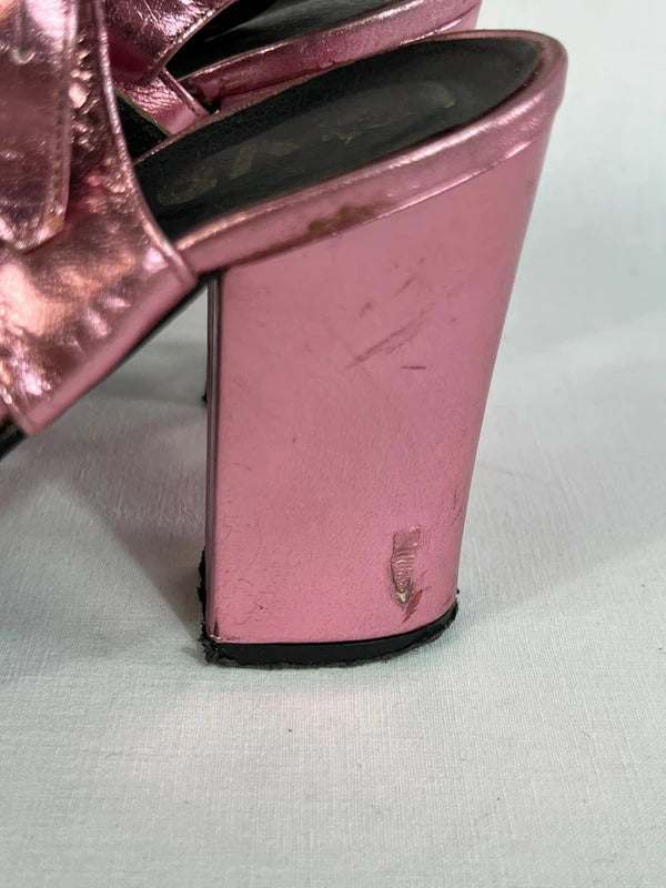Vintage high heel | Size 2.5 (35) | Y2K Multicoloured Leather