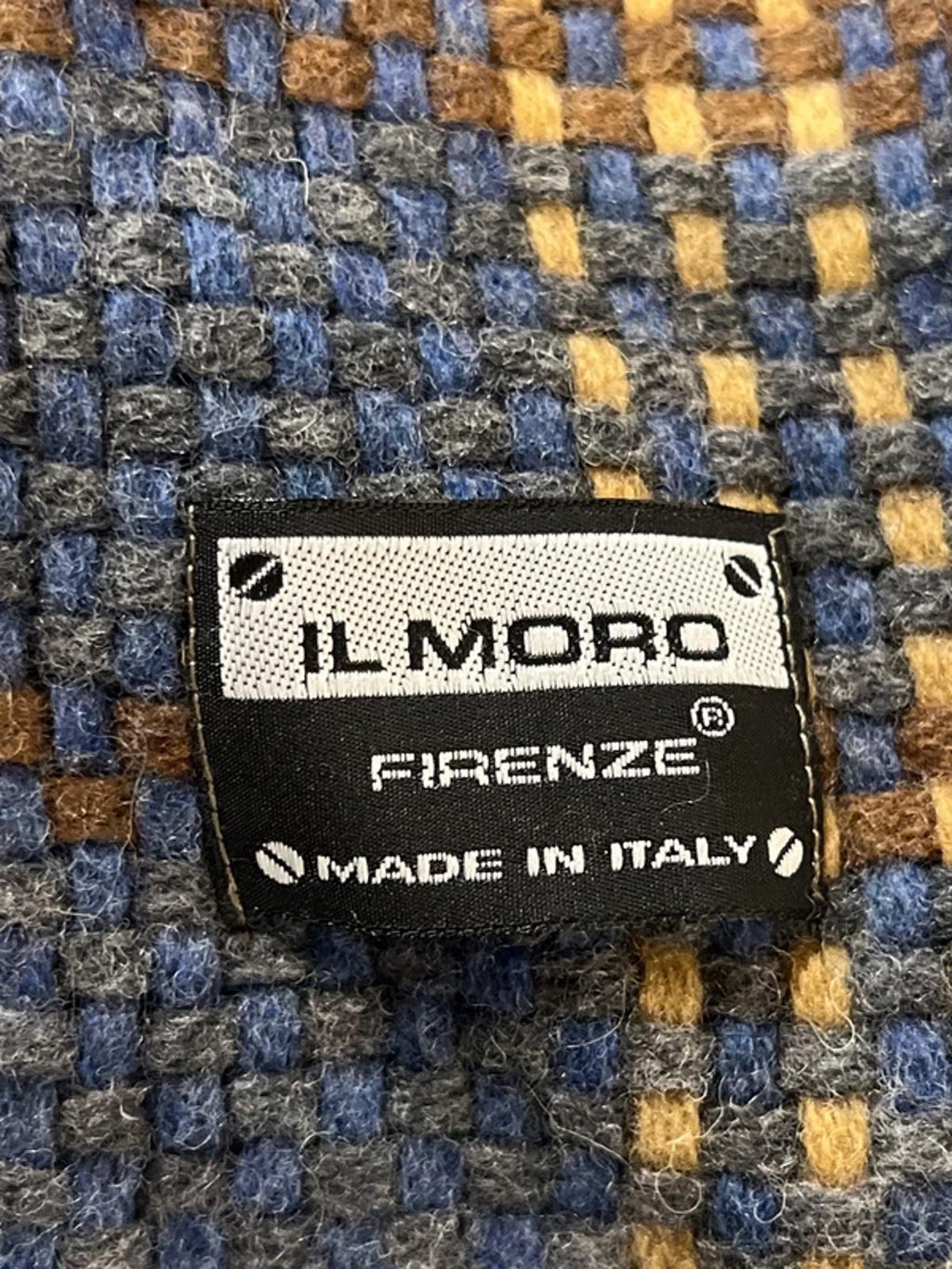 Vintage Il Moro Italian Scarf | Wool Blend | Blue/Brown