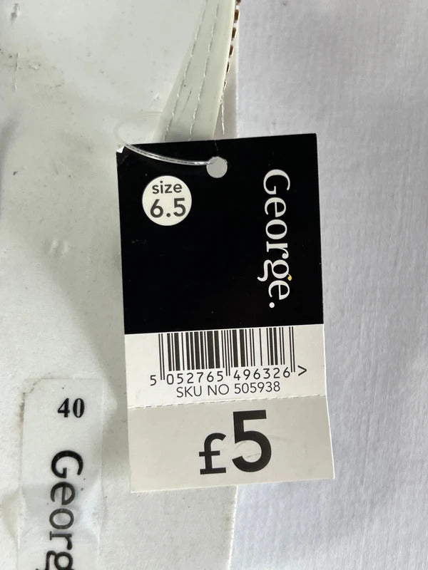 George | Size 6.5 | Y2K White metallic Foam Flip Flops