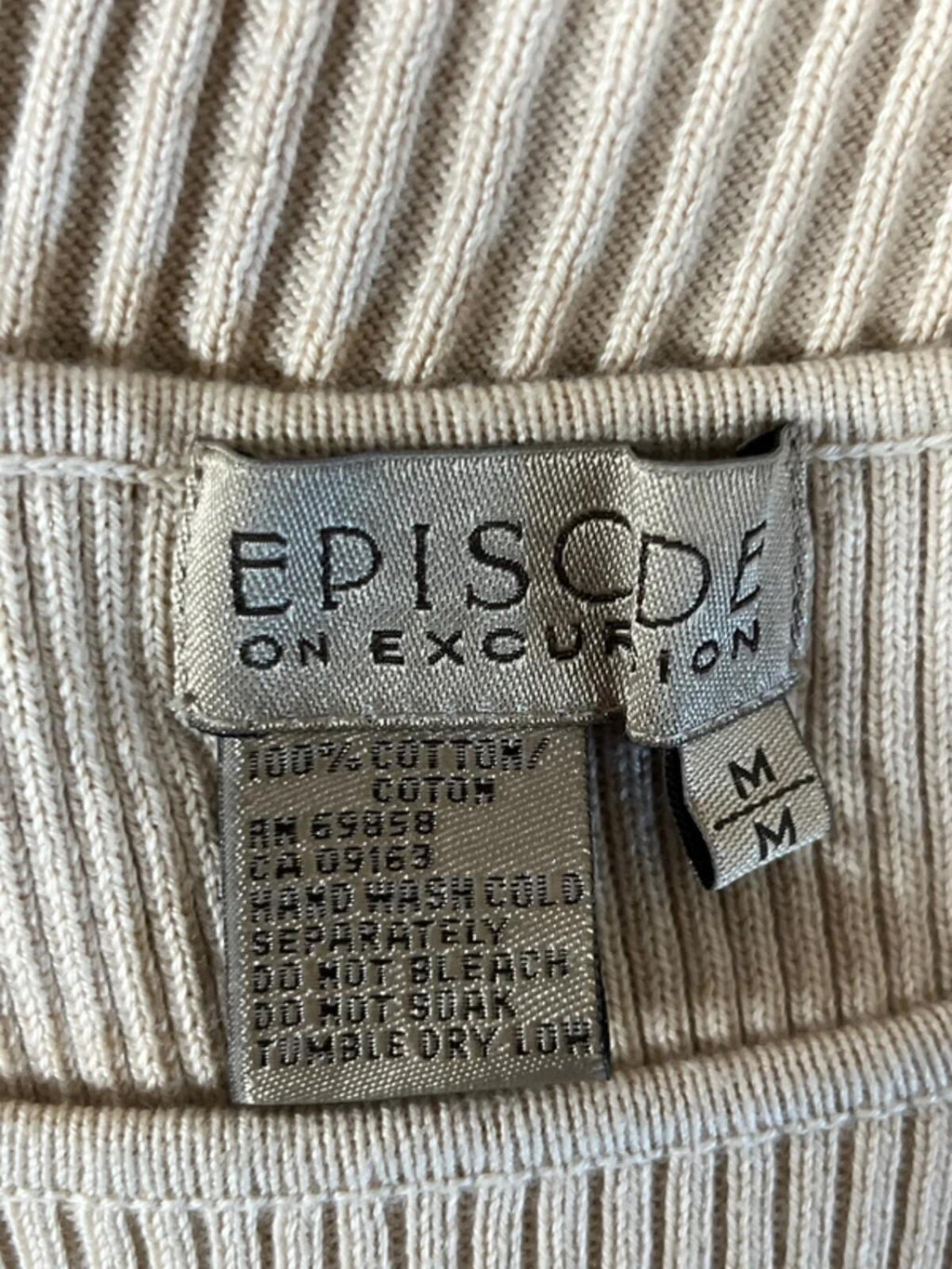 Episode | M | Beige 100% Cotton ribbed vest top