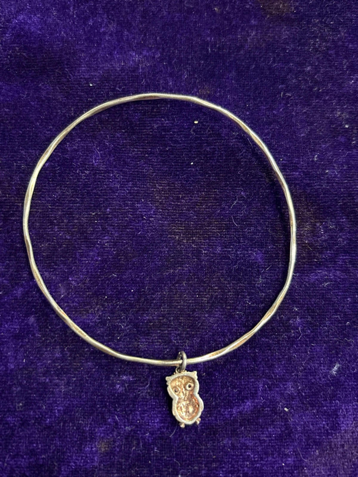 Copper Bangle with Owl Charm