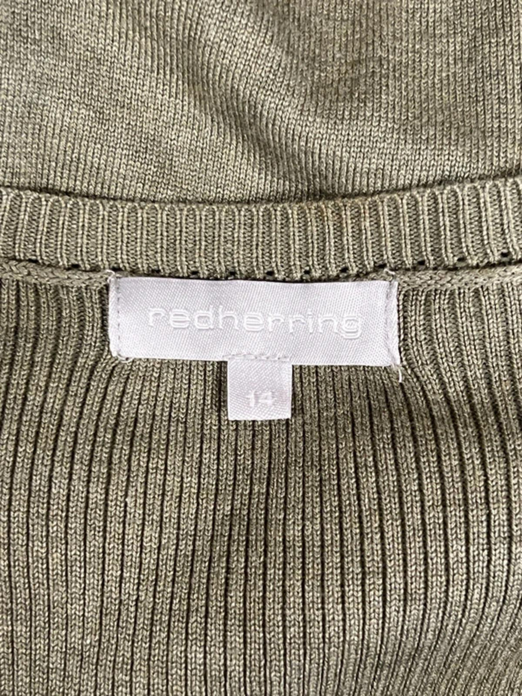 Red Herring | 14 | Khaki Cardigan | Viscose/Nylon blend