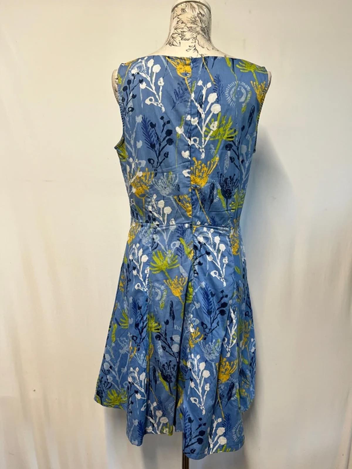 Lily & Me | 12 | Blue Cotton Abstract Floral Midi Dress