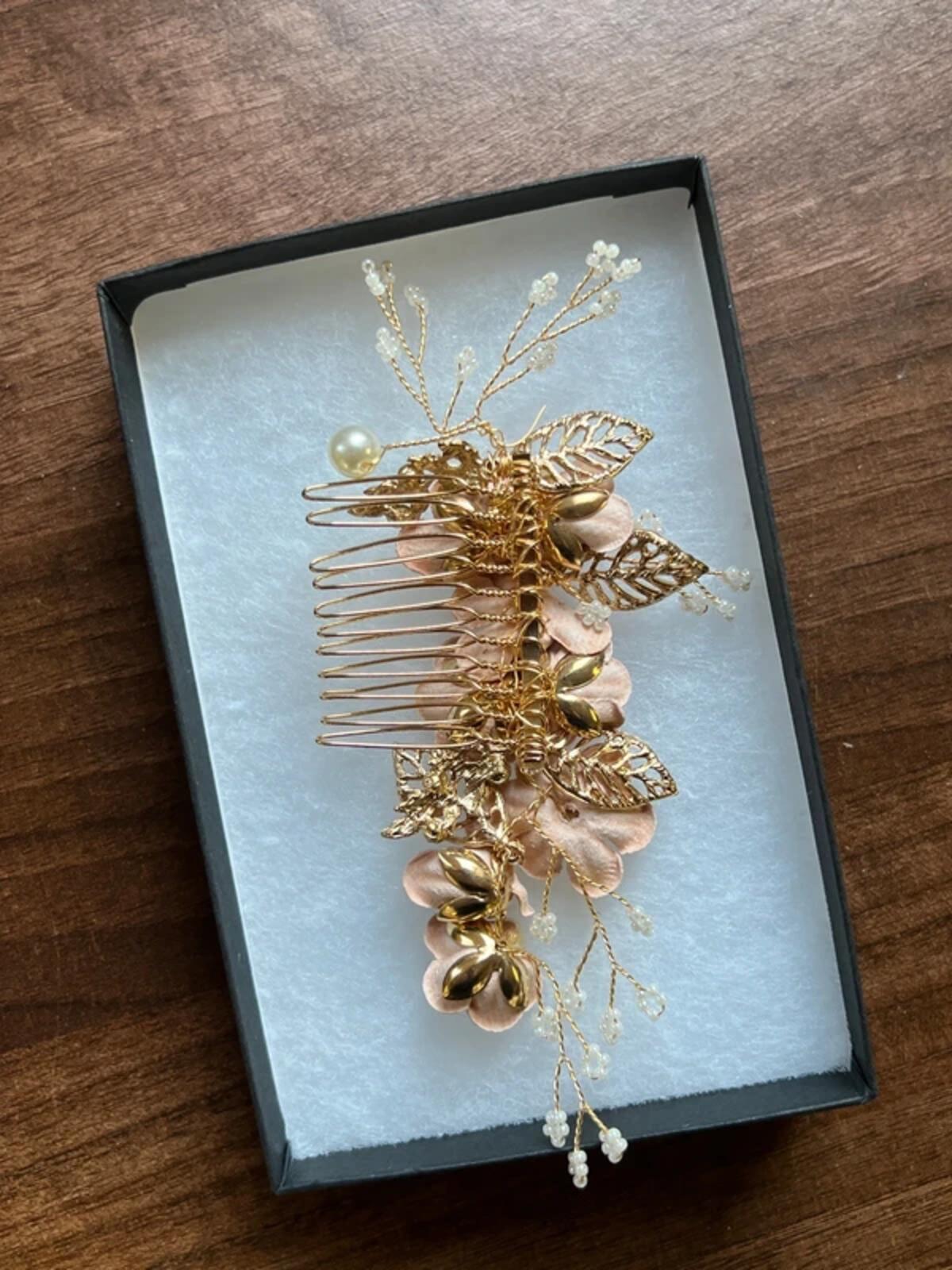Peach flower hair accessory | Bridal/Prom/Special Occasion