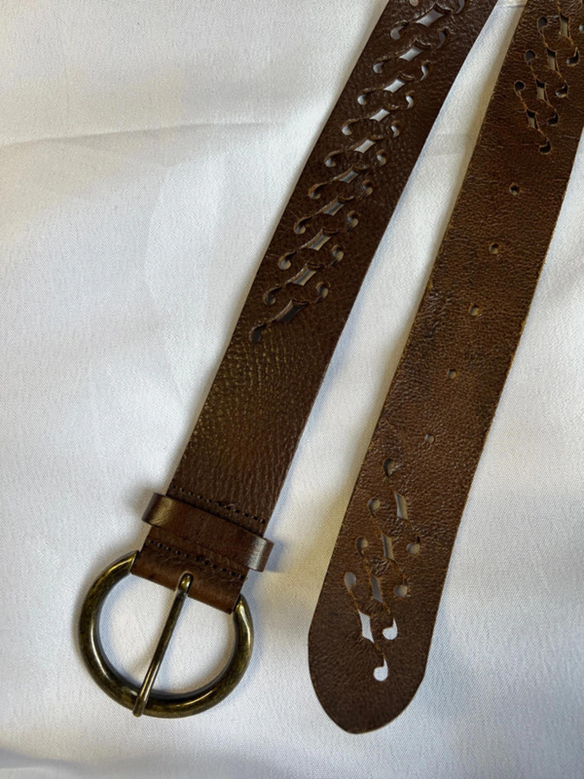 Vintage Un Deux Trois Belt | 34” | Brown Calfskin | Brass buckle