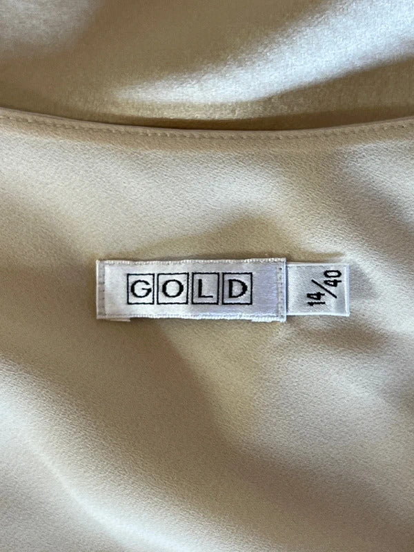 GOLD | 14 | Y2K gold pure silk blouse