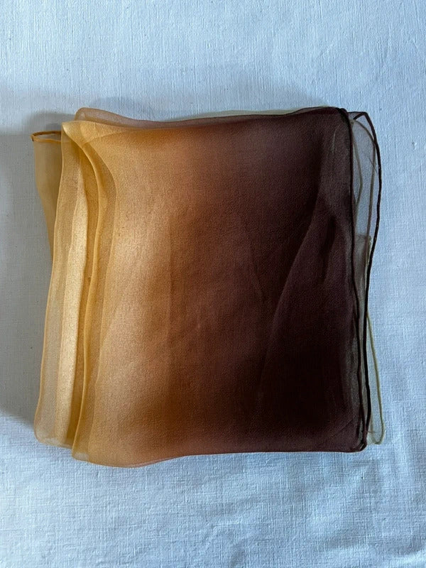 Vintage-style ladies sheer brown and orange gradient scarf