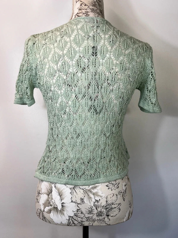 Per Una | Size 14 | Mint green crocheted bolero