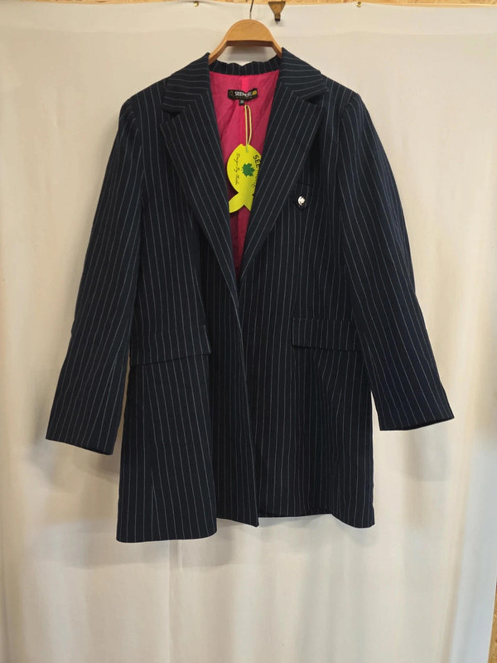 Ladies navy pinstripe jacket by SeeMore size 38