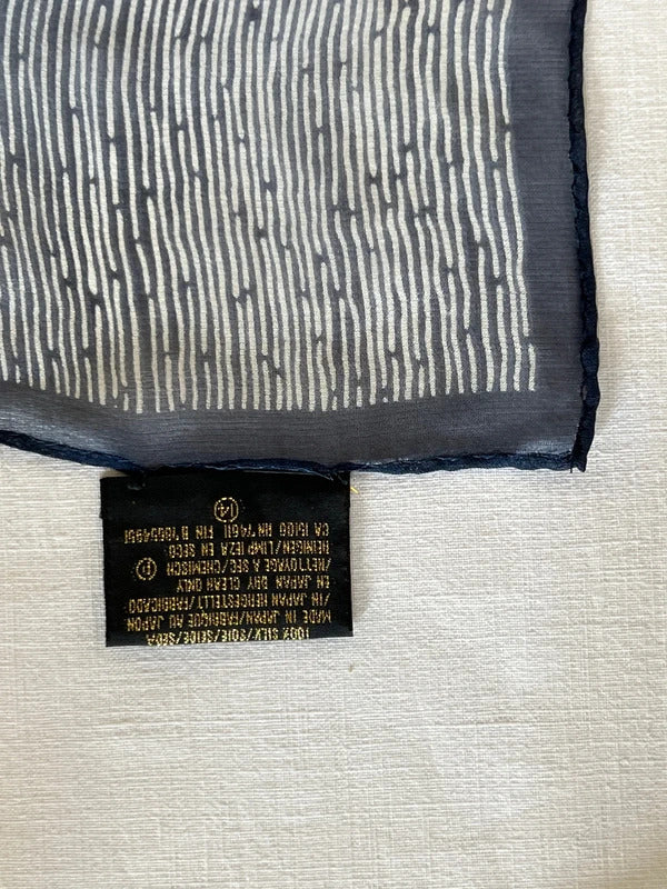 Vintage Tie Rack | Navy/White Striped Silk Bandanna