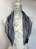 Vintage Tie Rack | Navy/White Striped Silk Bandanna