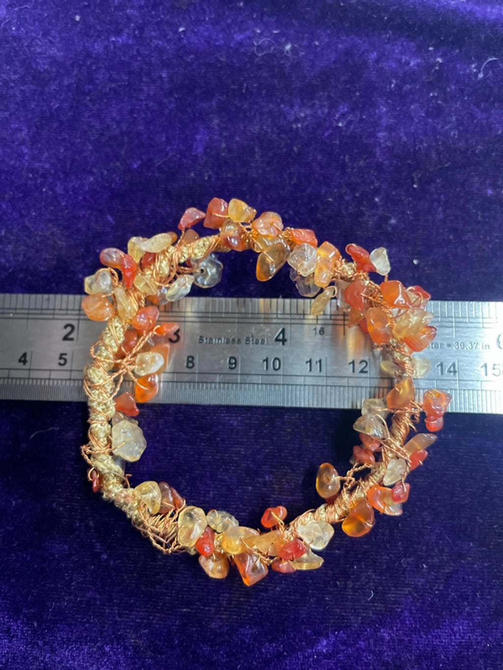 Multi Stone Bangle | Orange | Approx 7cm