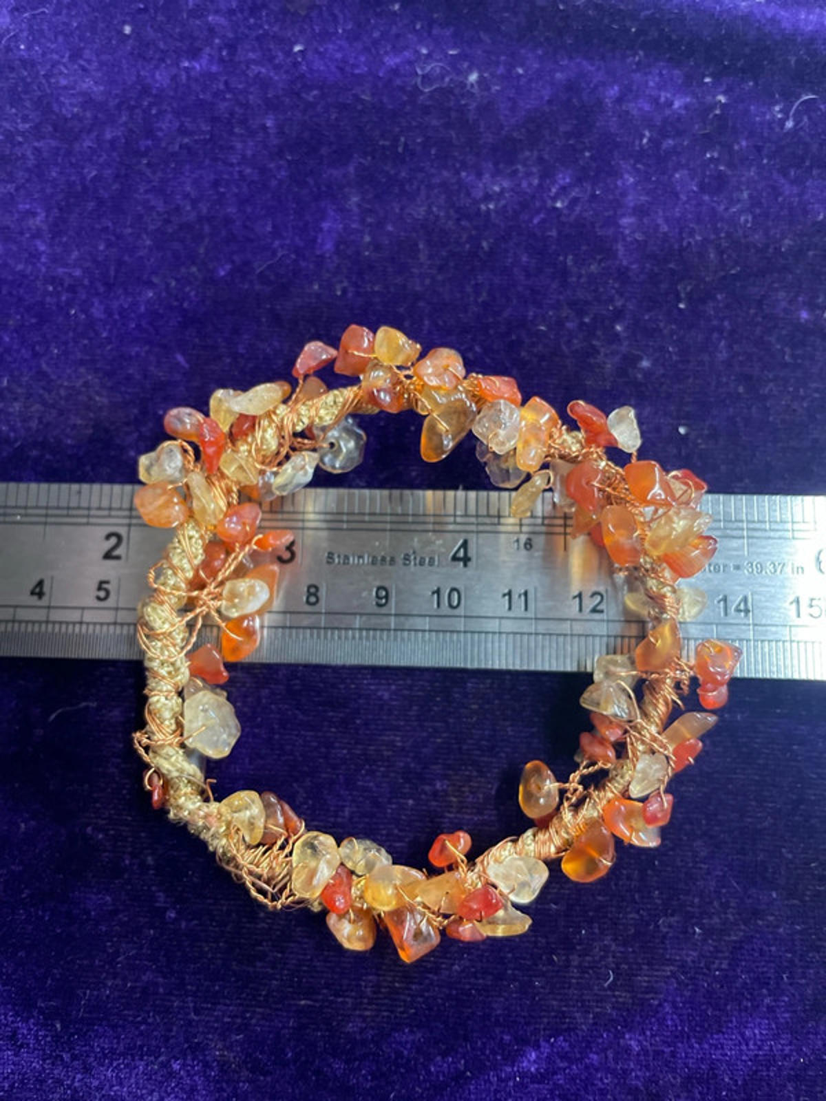 Multi Stone Bangle | Orange | Approx 7cm