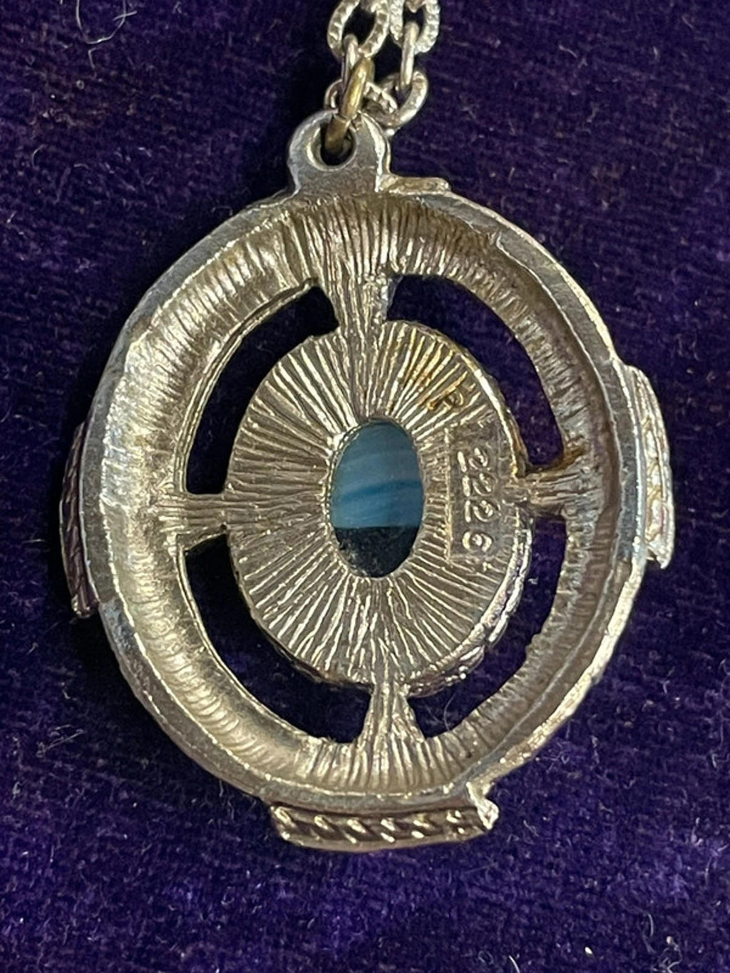 Celtic Glass Pendant Necklace | Turquoise Blue | 39cm