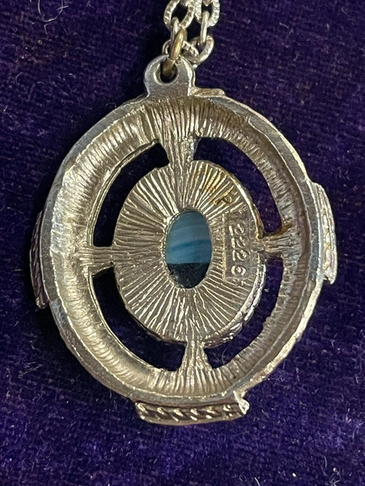 Celtic Glass Pendant Necklace | Turquoise Blue | 39cm