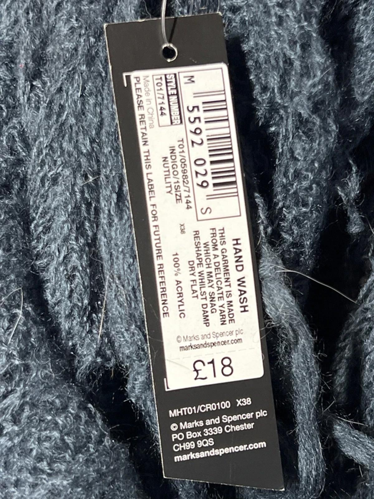 M&S | Ladies Navy Mohair-Style Scarf  | Acrylic