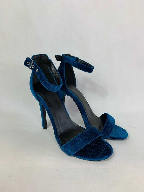 JD Williams Sole Diva | Size 6 Extra Wide |  Vibrant Teal Velvet High Heels