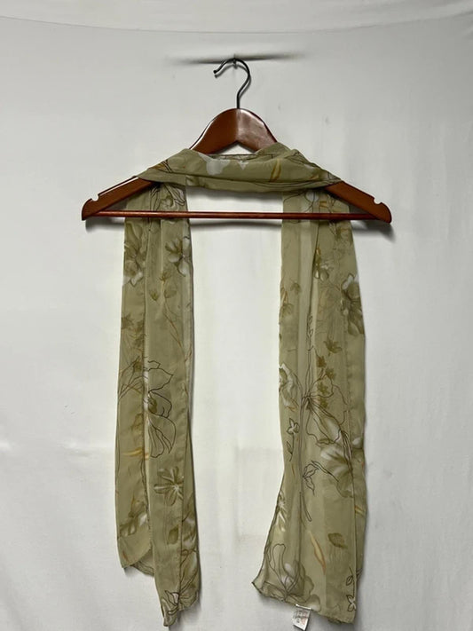 Vintage Ladies Scarf | Beige/Green Floral