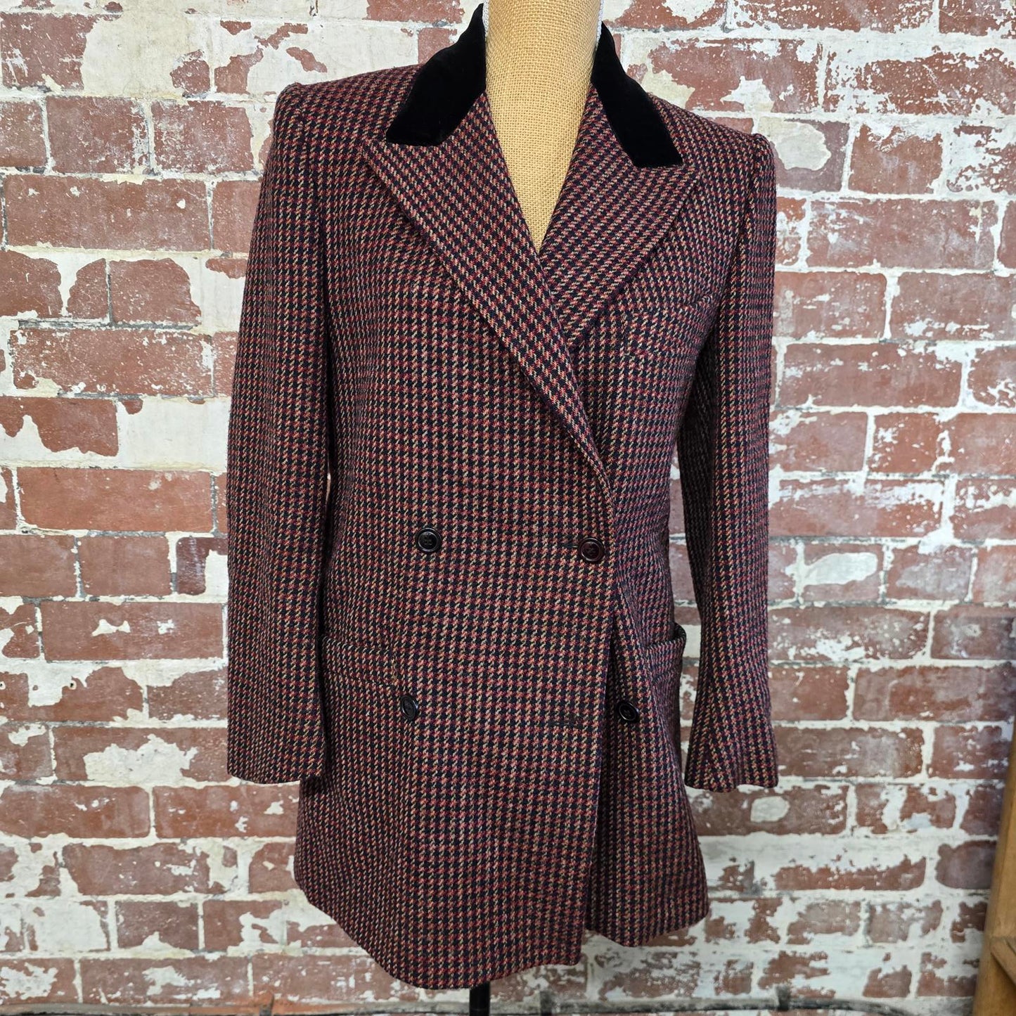 Vintage pure wool tweed double breasted jacket