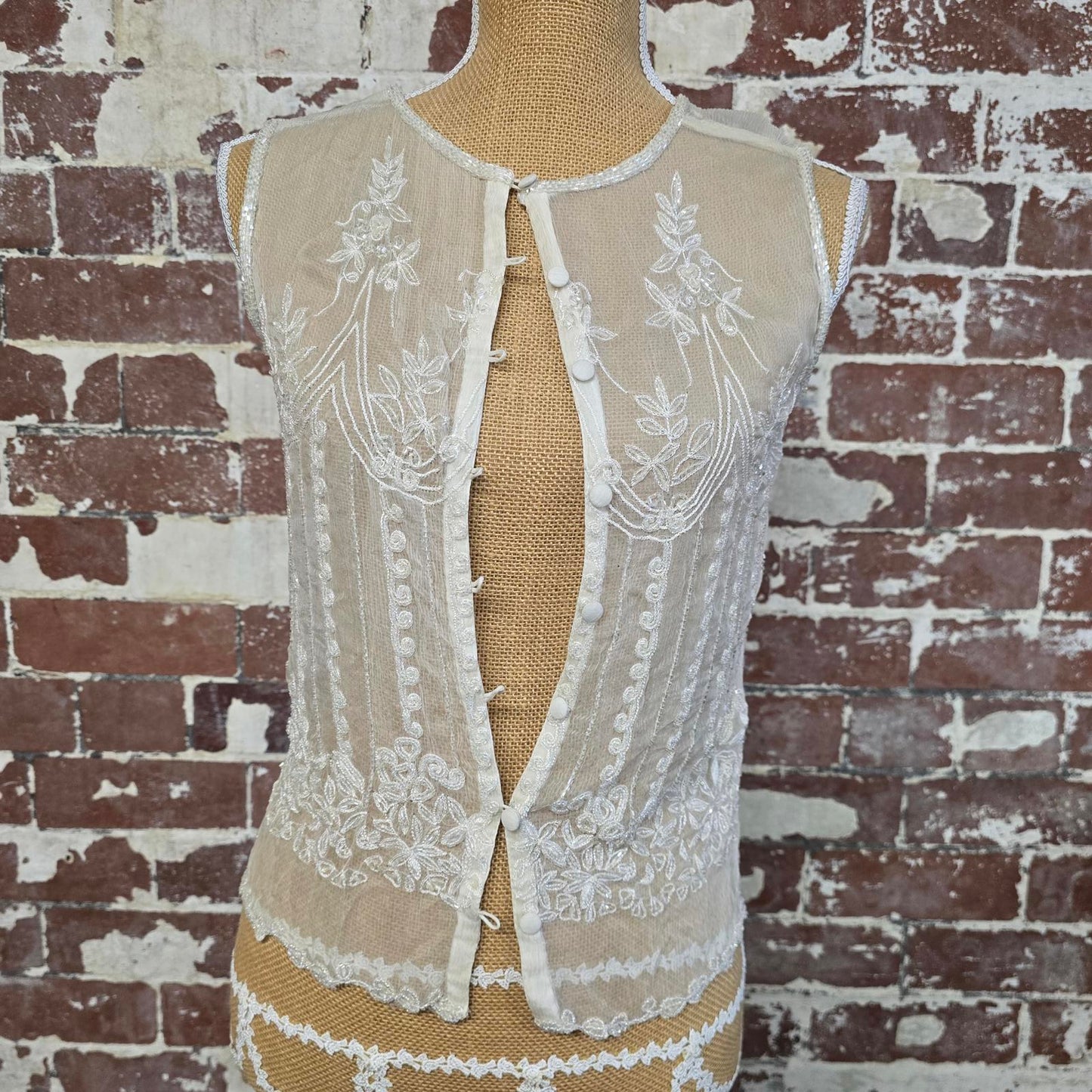 Handmade Vintage sequin chemiesette top size 10-12