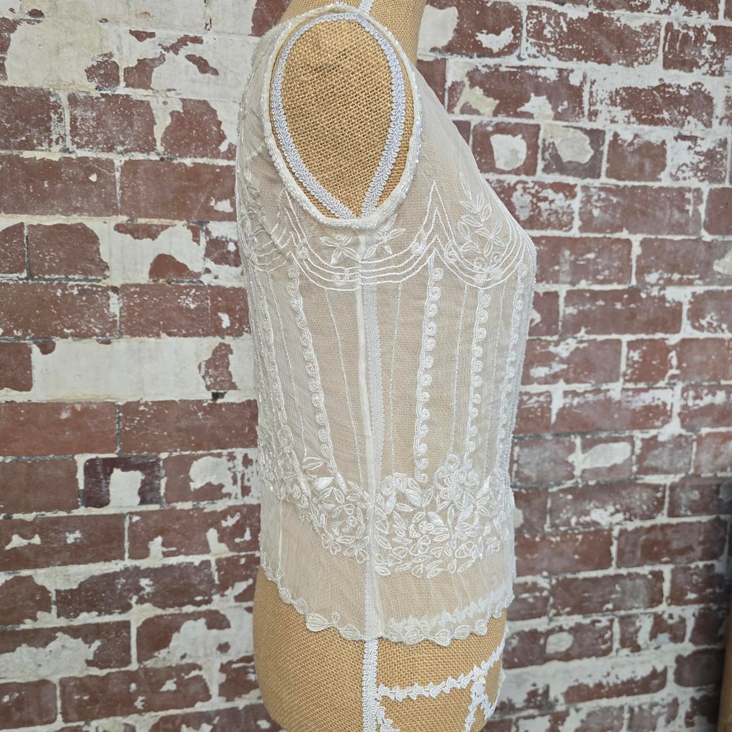 Handmade Vintage sequin chemiesette top size 10-12