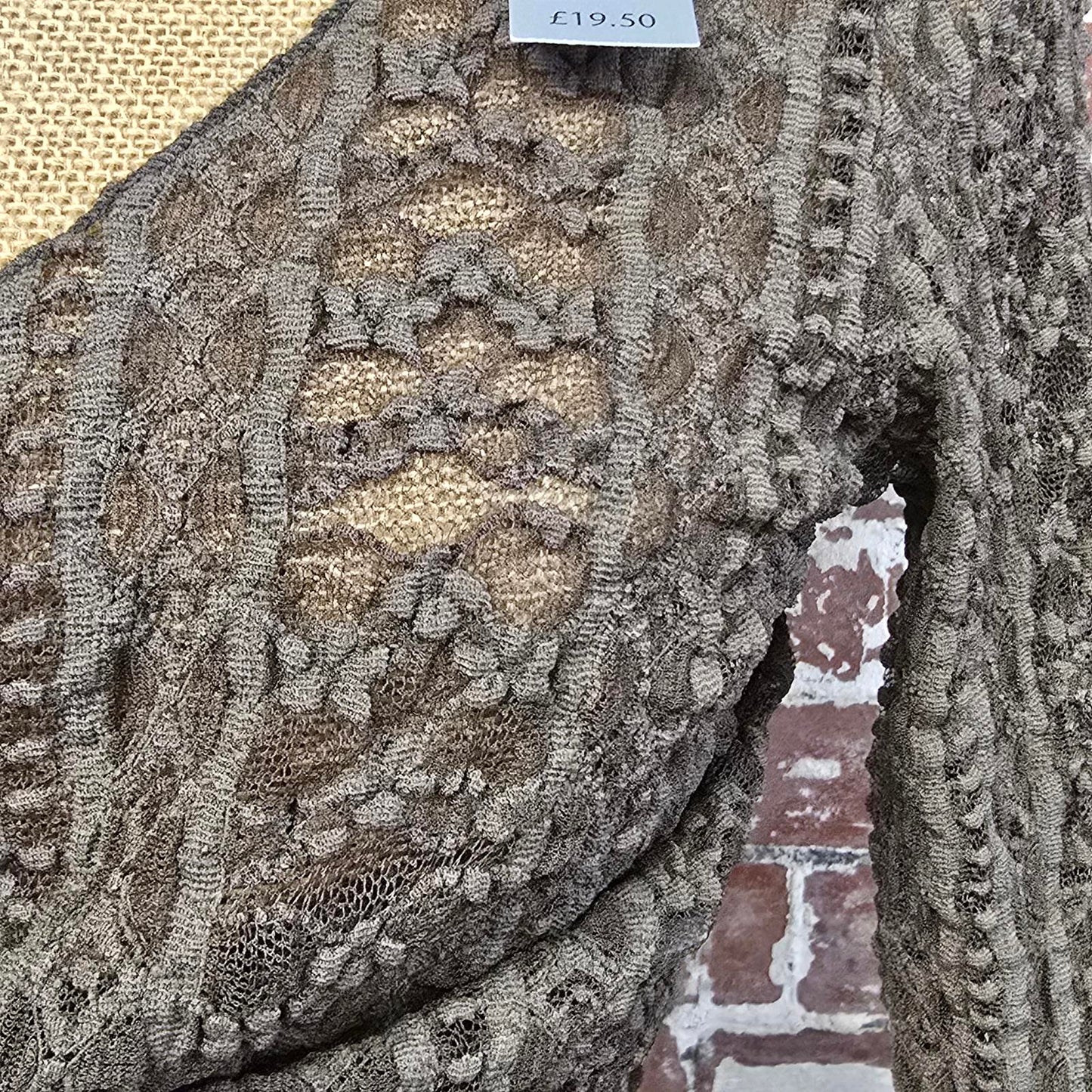 Brown Lace Knit Tie Front Cropped Cardigan