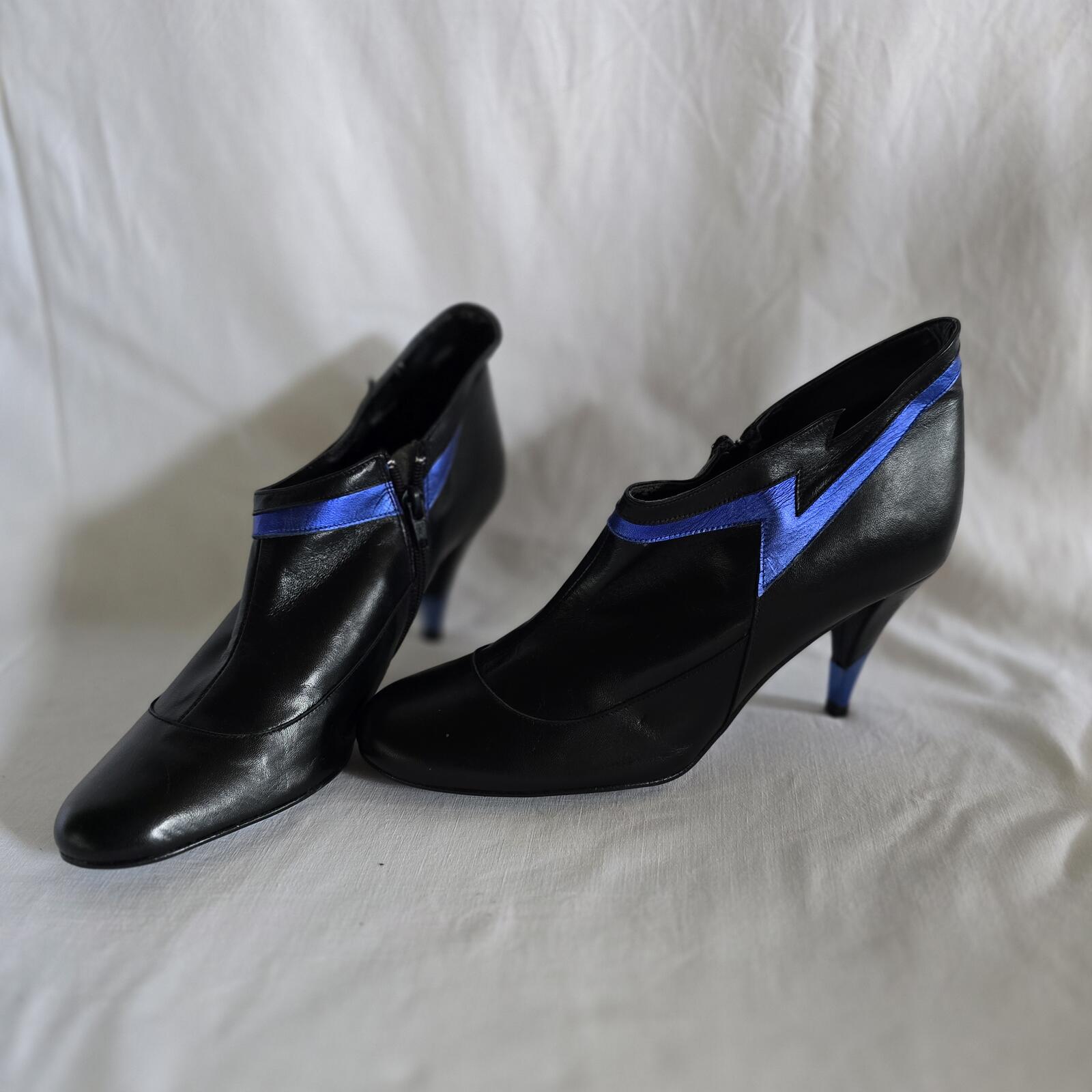 Ladies Schuh | Black Leather Petrol Flash | Ankle Boot | Size 7