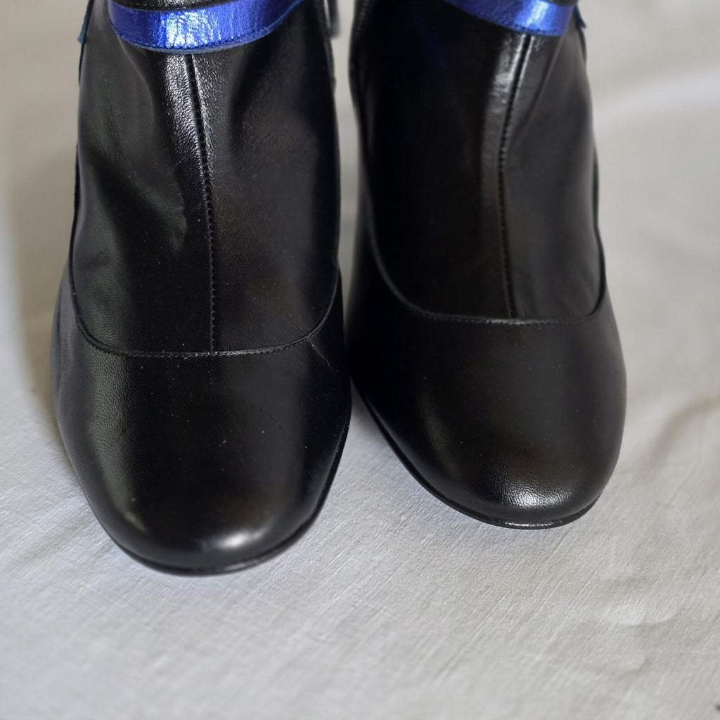 Ladies Schuh | Black Leather Petrol Flash | Ankle Boot | Size 7