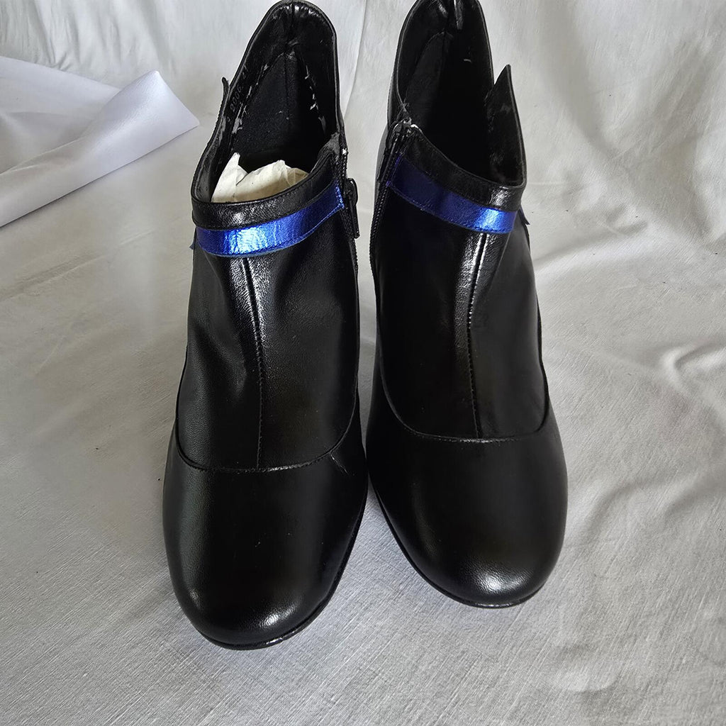 Ladies Schuh | Black Leather Petrol Flash | Ankle Boot | Size 7