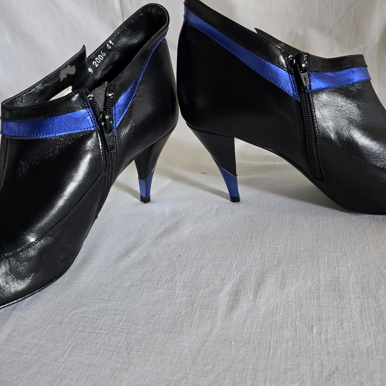 Ladies Schuh | Black Leather Petrol Flash | Ankle Boot | Size 7