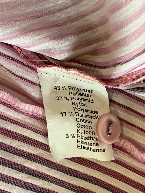 Size 16 | Vintage Style Pink and white ruffled striped shirt